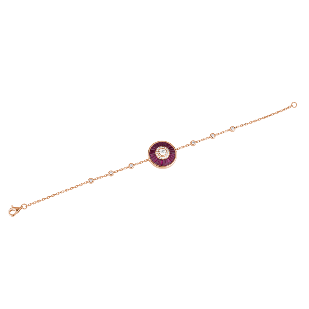 Ruby Bezel Bracelet with Round Centre Stone