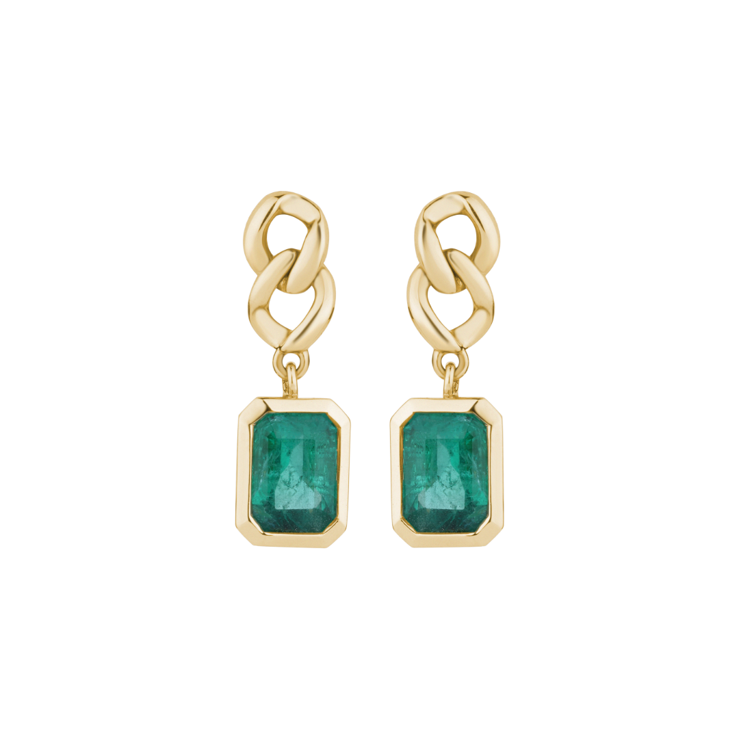 Cuban Drop Earrings - Emerald Colour Stone