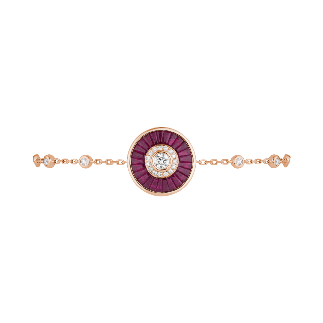 Ruby Bezel Bracelet with Round Centre Stone