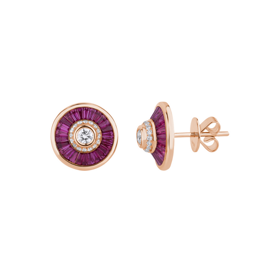 Ruby Diamond Bezel Earrings