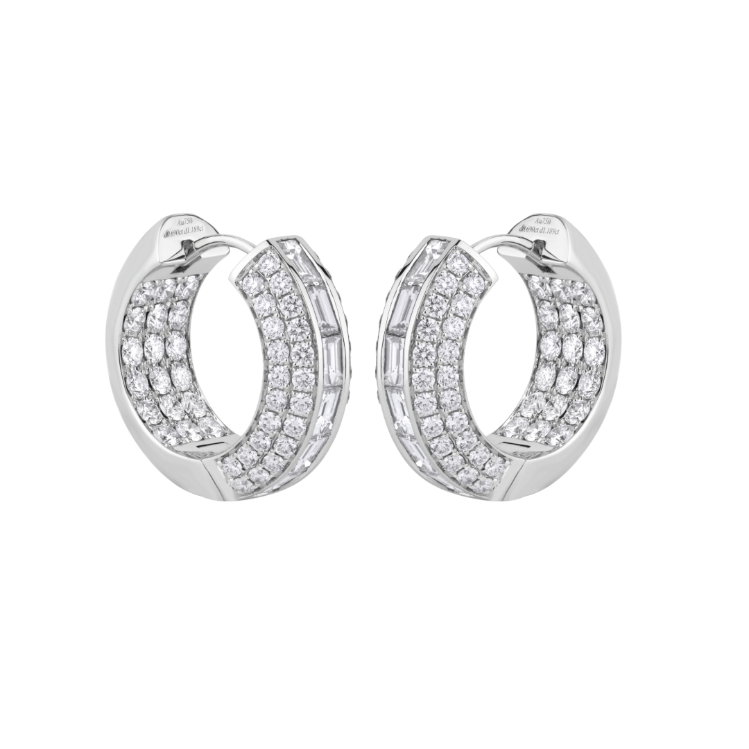 Round & Baguette Pave Earring