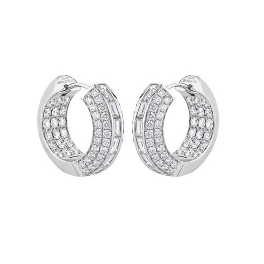 Round & Baguette Pave Earring