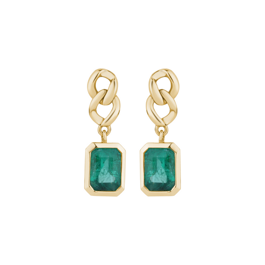 Cuban Drop Earrings - Emerald Colour Stone