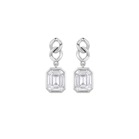 Cuban Drop Earrings with Emerald Illusion Stone