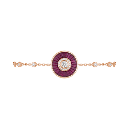Ruby Bezel Bracelet with Round Centre Stone