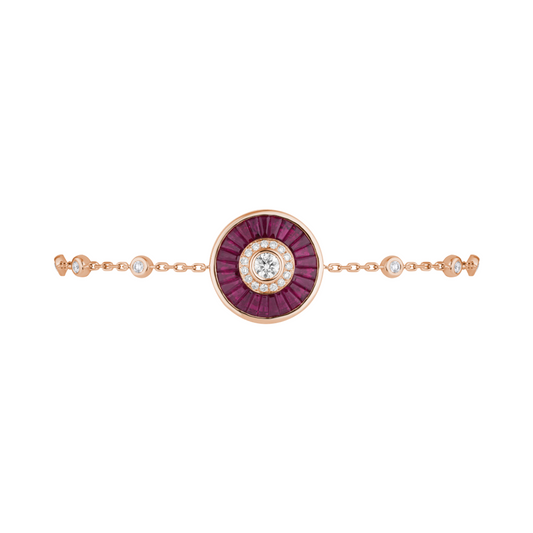 Ruby Bezel Bracelet with Round Centre Stone
